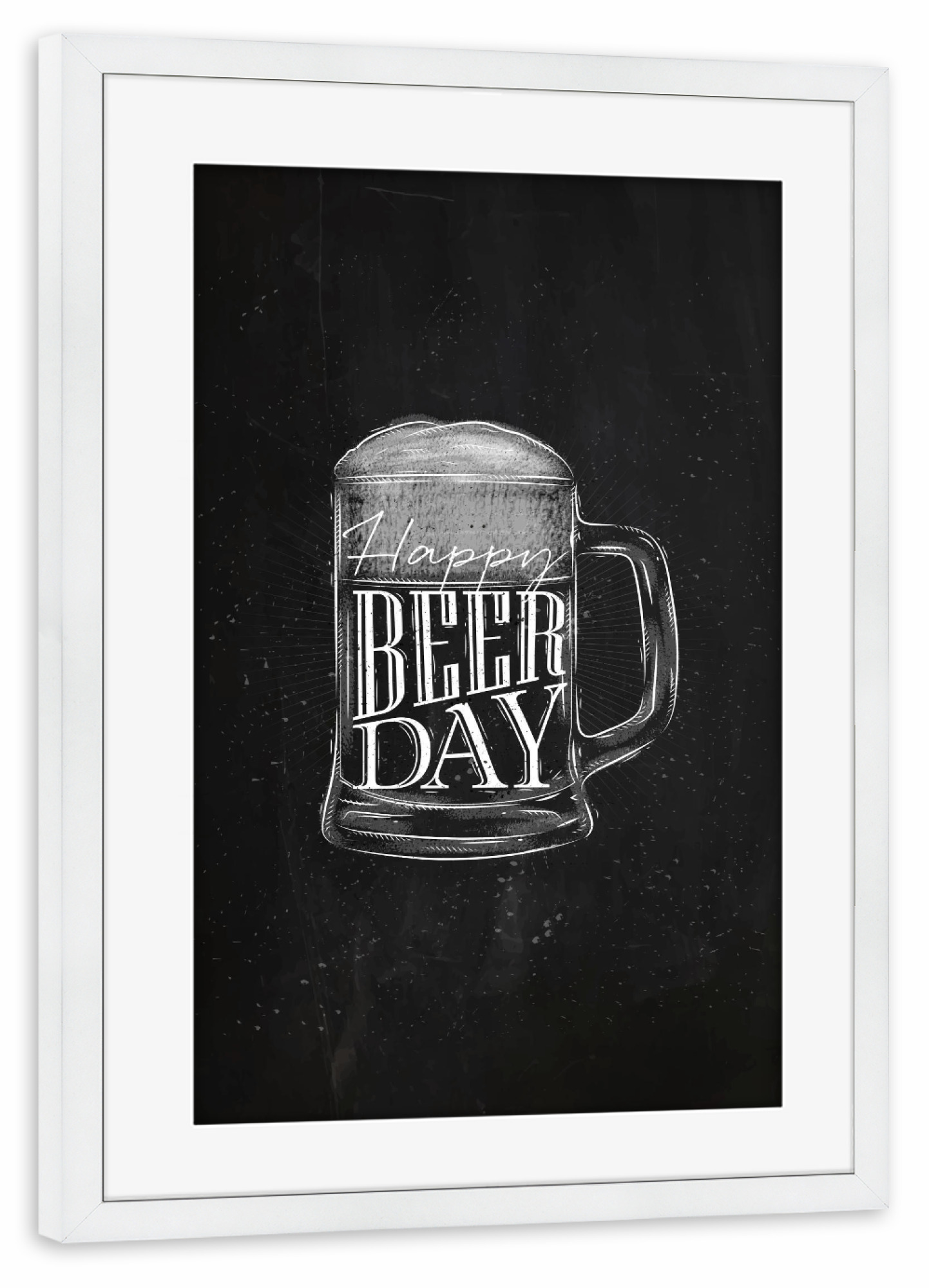 Poster mit Rahmen weiß "Beer day chalk" artboxONE - Schwarzweiß,Essen & Trinken / Alkohol