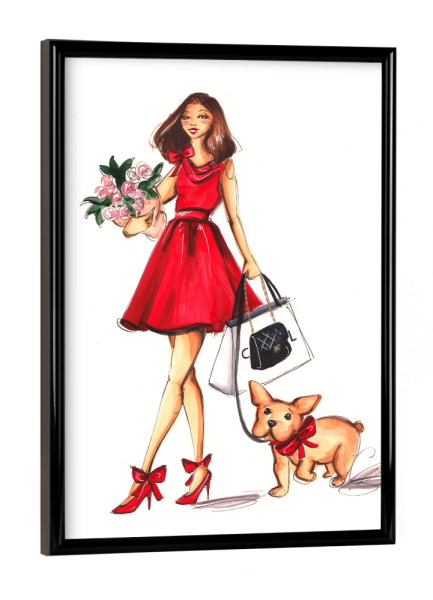 Poster mit schwarzem Rahmen "Valentines Day with Frenchie" artboxONE - Tiere,Fashion