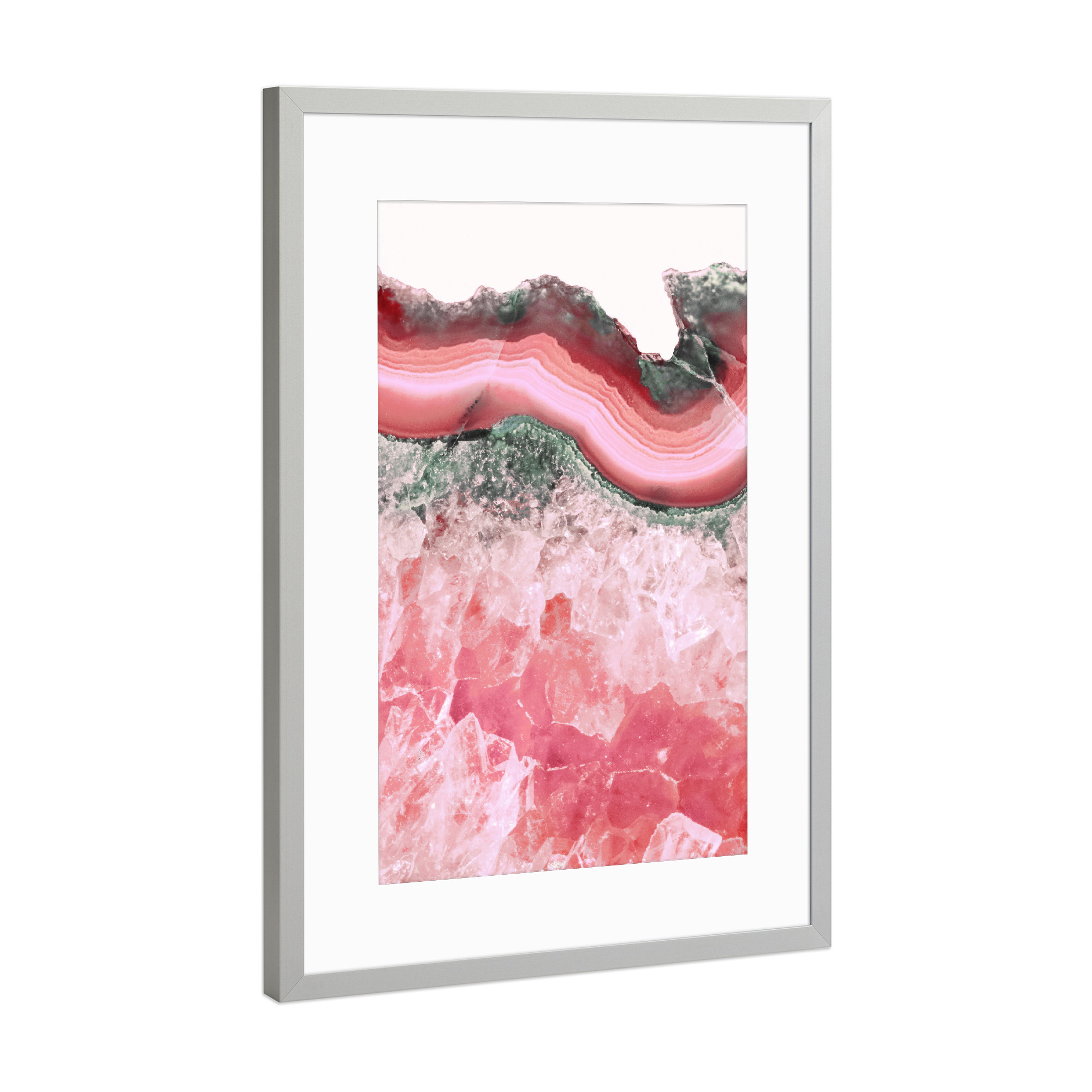 Poster mit Rahmen Silber "Bold Coral Agate" artboxONE - Abstrakt,Marmor - Living coral,Coral,Agate,Gemstone,Mineral,Marble,Precious,Minimal,Interiors