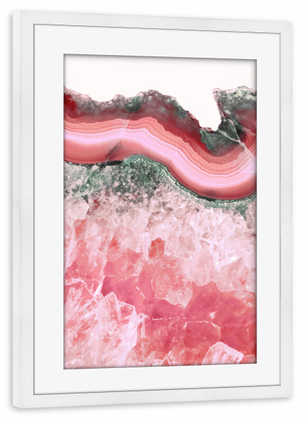 Poster mit Rahmen weiß "Bold Coral Agate" artboxONE - Abstrakt,Marmor - Living coral,Coral,Agate,Gemstone,Mineral,Marble,Precious,Minimal,Interiors