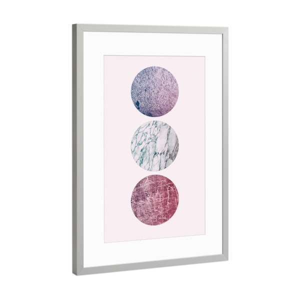 Poster mit Rahmen Silber "CLEAN Bubbles" artboxONE - Abstrakt,Geometrie,Galaxy - Kreis,Farben,Minimalistisch,Modern,Kunst