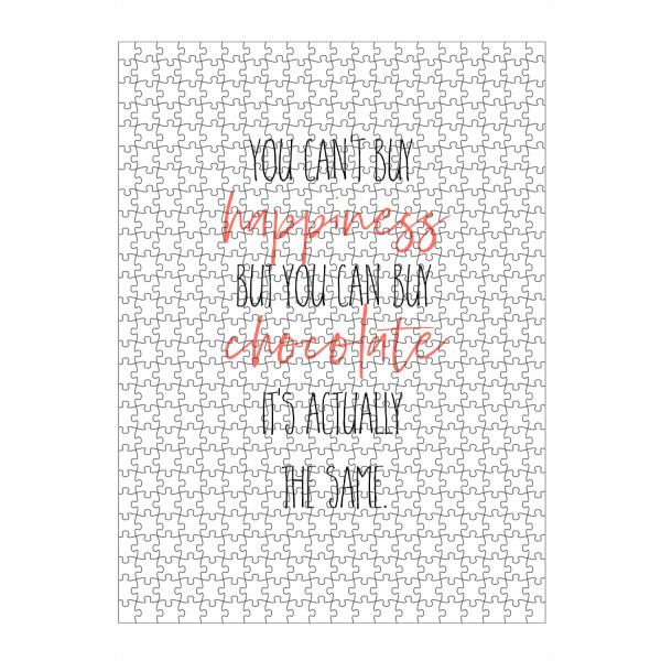 artboxONE Puzzle "Glücklich mit Schokolade" artboxONE - Typografie - Spruch,Lustiger spruch,Living coral,Süßigkeiten - Bild spruch