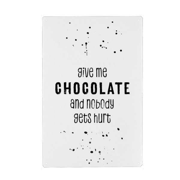 Holzbild "Gib mir Schokolade" artboxONE - Typografie,Schwarzweiß - Spruch,Süßigkeiten,Lustiger spruch,Schokolade