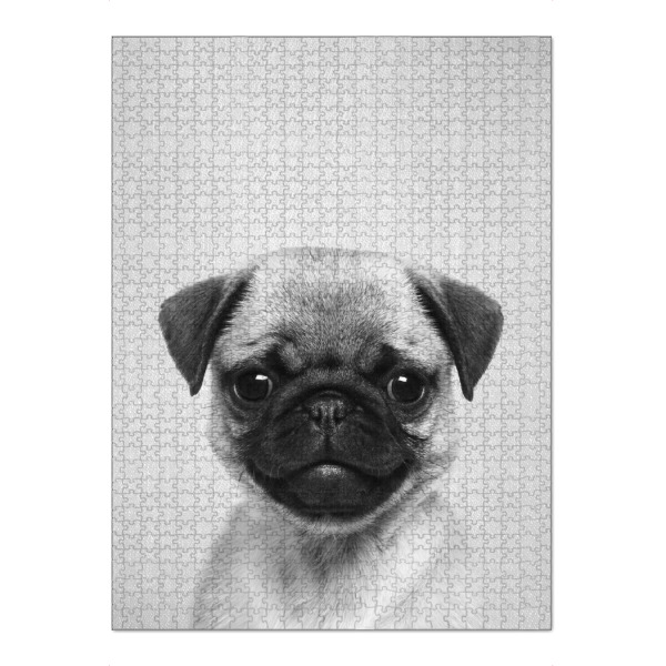 Puzzle Ravensburger "Pug Puppy - Black & White" artboxONE - Für Kinder,Tiere,Schwarzweiß