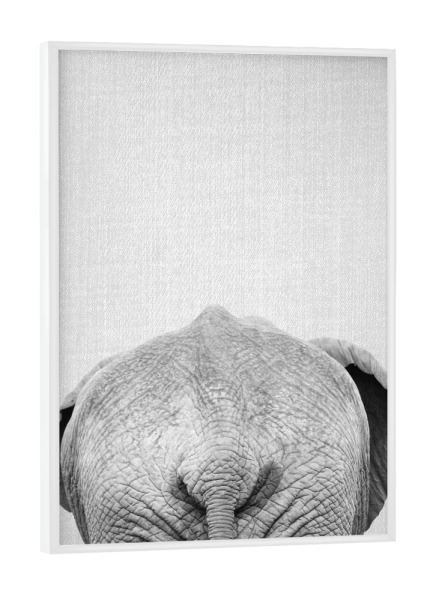 Poster mit weißem Rahmen "Elephant Tail - Black & White" artboxONE - Für Kinder,Tiere,Schwarzweiß,Reise / Afrika