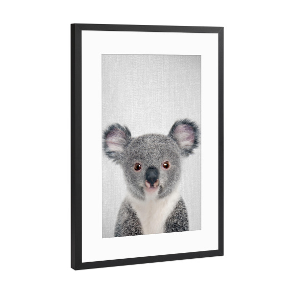 Poster mit Rahmen Schwarz (Metallic) "Baby Koala - Colorful" artboxONE - Für Kinder,Tiere