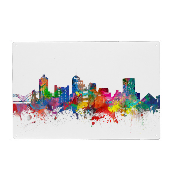 Metall Poster "Memphis skyline watercolor" artboxONE - Städte,Reise,Architektur