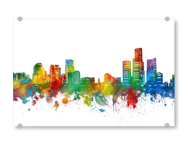 Acrylglasbild "Detroit skyline watercolor" artboxONE - Städte,Architektur