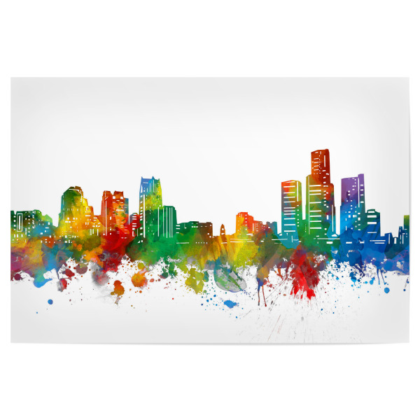 Poster "Detroit skyline watercolor" artboxONE - Städte,Architektur