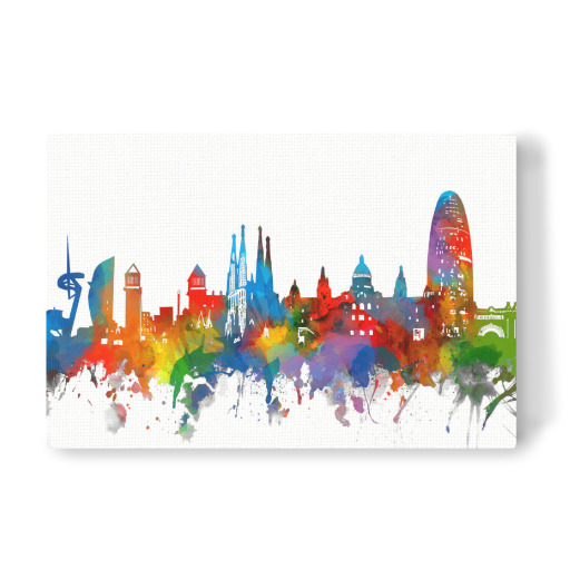 Barcelona skyline colorful