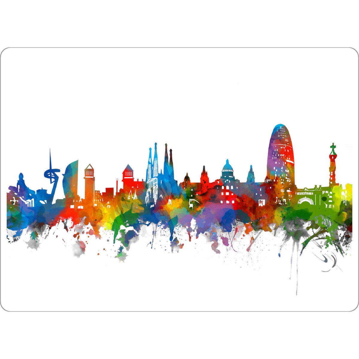 Tischset "Barcelona skyline colorful" artboxONE - Städte,Abstrakt,Architektur,Städte / Barcelona