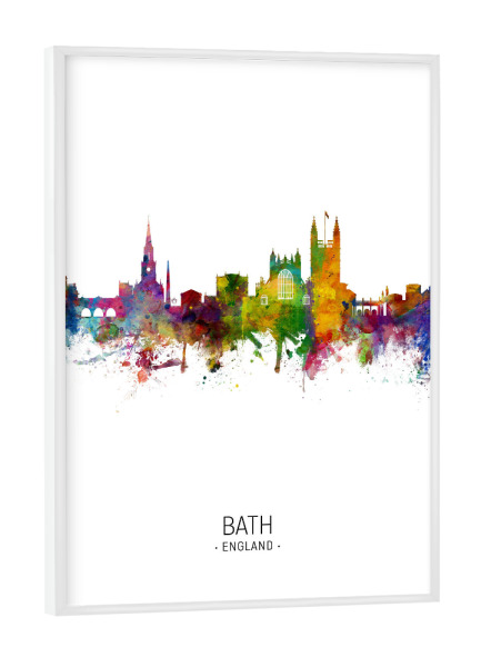 Poster mit weißem Rahmen "Bath Skyline Portrait" artboxONE - Städte - Bath,England,Skyline,Cityscape,Painting,Watercolour,Stadtbild