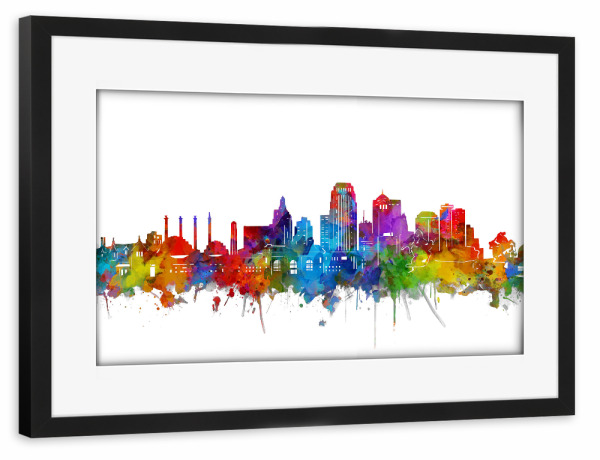 Poster mit Rahmen schwarz "Kansas city skyline colorful" artboxONE - Städte,Abstrakt,Architektur