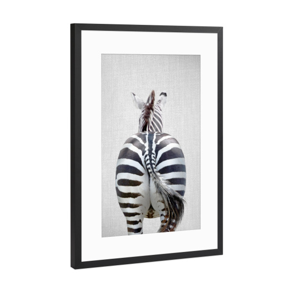 Poster mit Rahmen Schwarz (Metallic) "Zebra Tail - Colorful" artboxONE - Natur,Für Kinder,Tiere,Reise / Afrika
