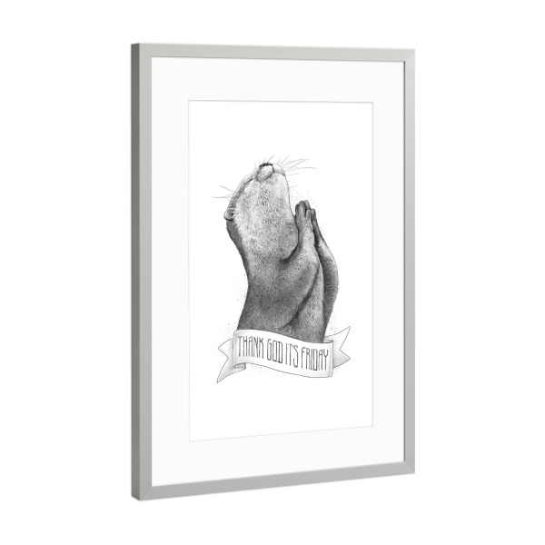 Poster mit Rahmen Silber "Thank God It's Friday" artboxONE - Tiere