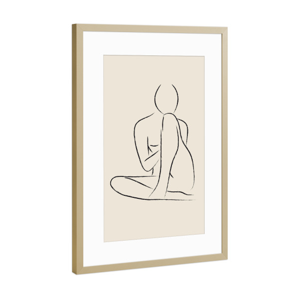 Poster mit Rahmen Gold "Nude Pencil Drawing" artboxONE - Menschen,Schwarzweiß - Nude,Abstract,Drawing