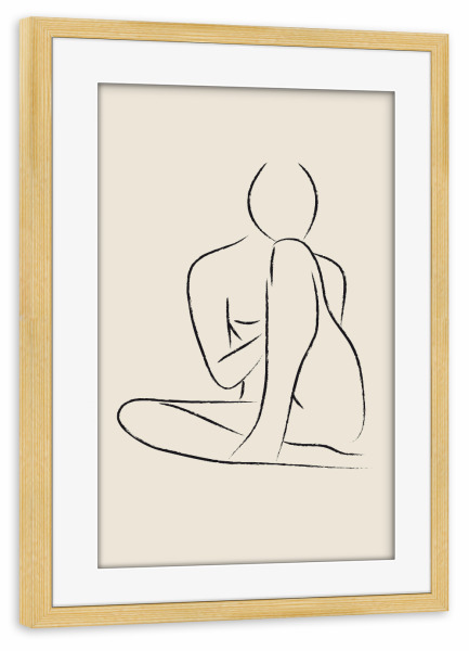 Poster mit Rahmen kiefer "Nude Pencil Drawing" artboxONE - Menschen,Schwarzweiß - Nude,Abstract,Drawing