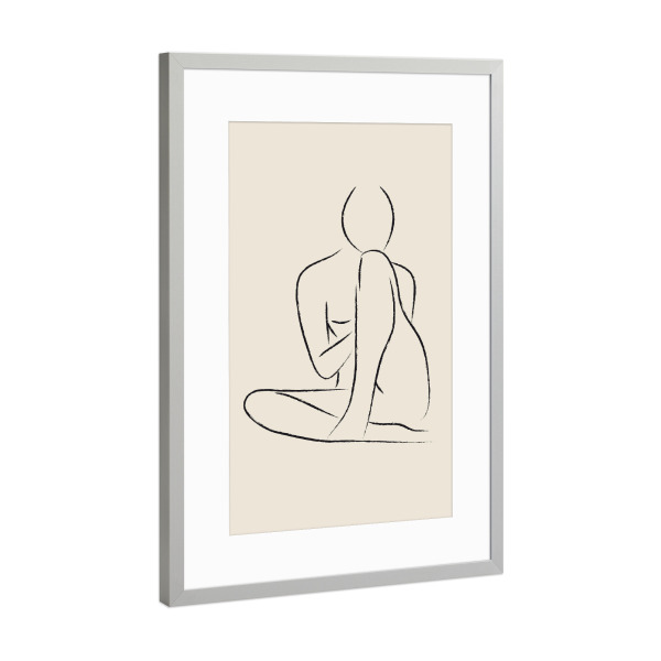 Poster mit Rahmen Silber "Nude Pencil Drawing" artboxONE - Menschen,Schwarzweiß - Nude,Abstract,Drawing