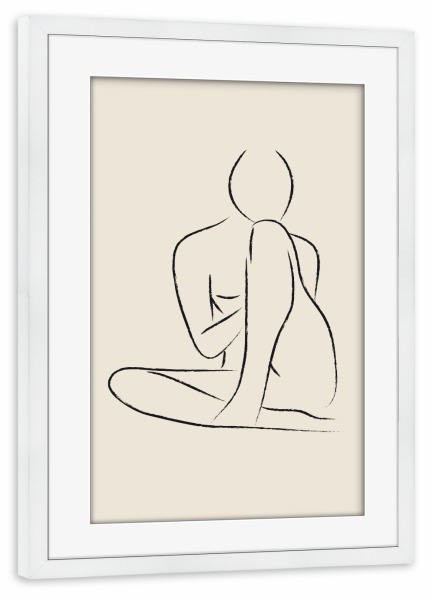 Poster mit Rahmen weiß "Nude Pencil Drawing" artboxONE - Menschen,Schwarzweiß - Nude,Abstract,Drawing