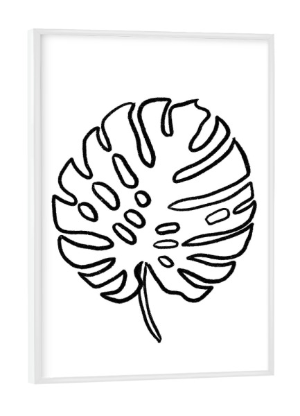 Poster mit weißem Rahmen "Monstera Sketch" artboxONE - Floral,Schwarzweiß - Monstera,Charcoal,Sketch