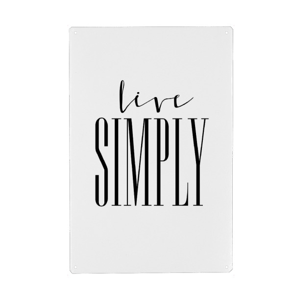 Holzbild "Live Simply" artboxONE - Typografie,Schwarzweiß
