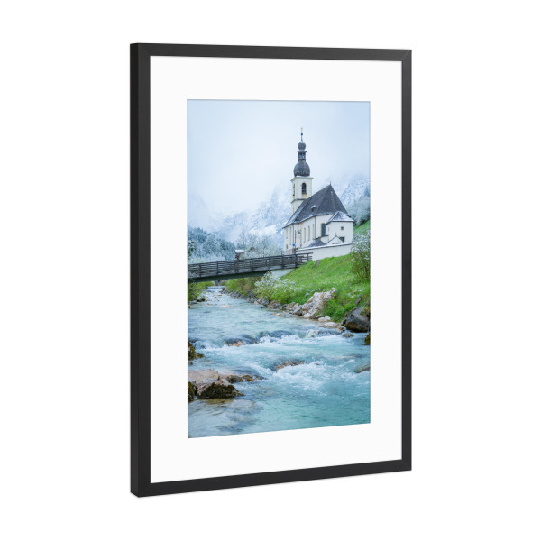 Poster mit Rahmen Schwarz (Metallic) "Schnee in Ramsau" artboxONE - Natur - Alpen,Berge,St sebastian,Winter,Berchtesgadener land,Deutschland