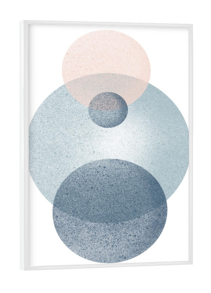Poster mit weißem Rahmen "Spheres" artboxONE - Abstrakt,Geometrie - Sphere,Circle,Planet,Round,Shape,Geometry,Mild