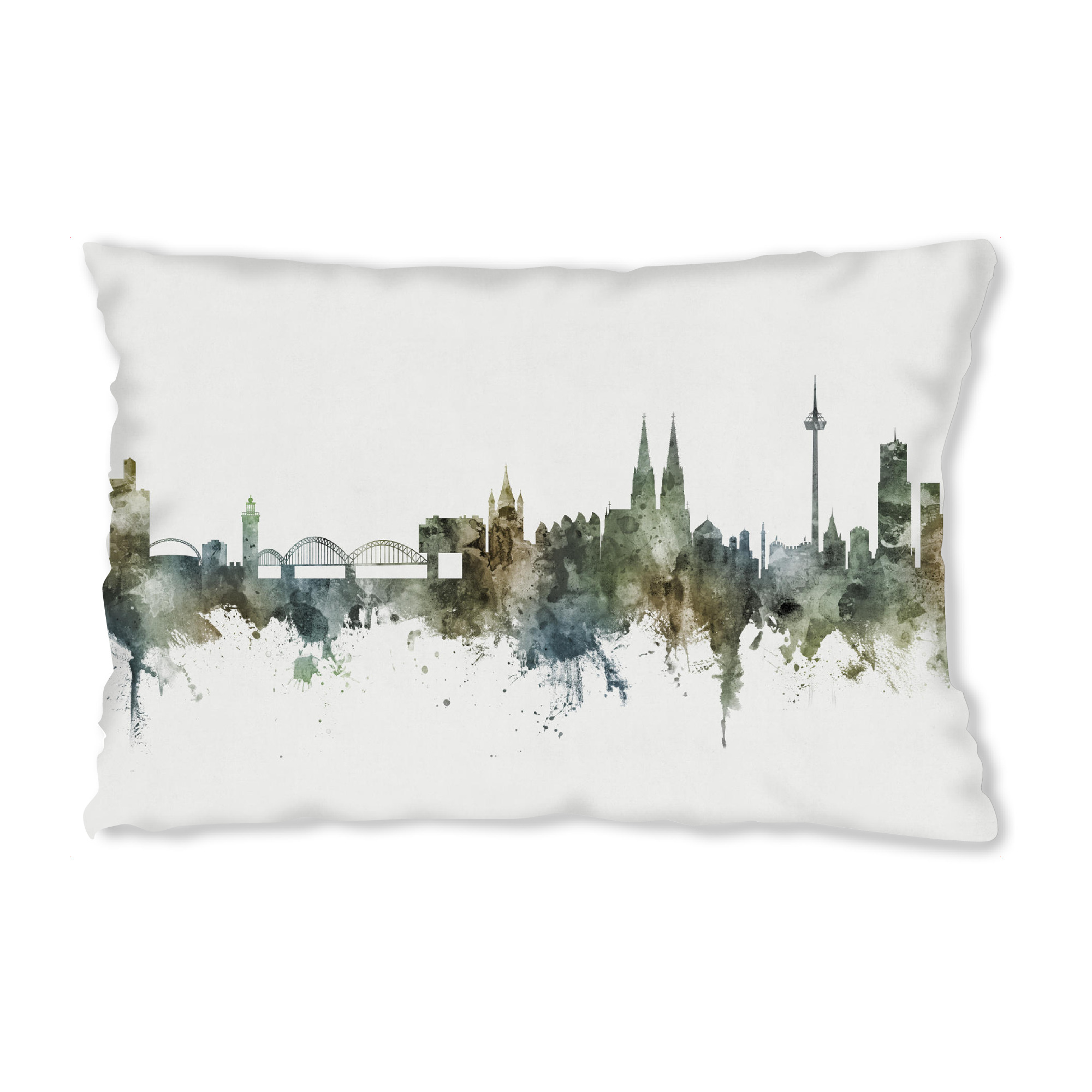 Design-Kissen "Koln Skyline Pastels Grey" artboxONE - Städte / Köln - Cologne,Deutschland,Skyline,Cityscape,Painting,Watercolour,Stadtbild