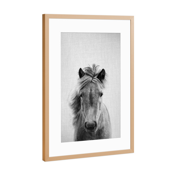 Poster mit Rahmen Kupfer "Horse - Black & White" artboxONE - Tiere,Schwarzweiß