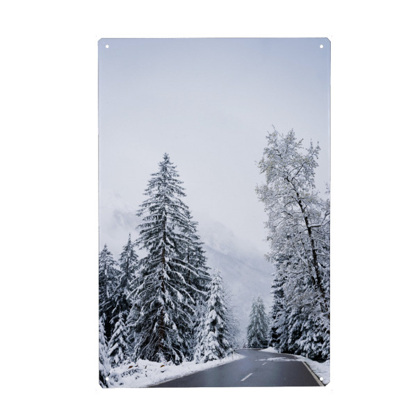 Metall Poster "Winter in Berchtesgaden" artboxONE - Natur - Berge,Bäume,Ramsau,Schnee,Gebirge,Deutschland,Bayern - Blechschild