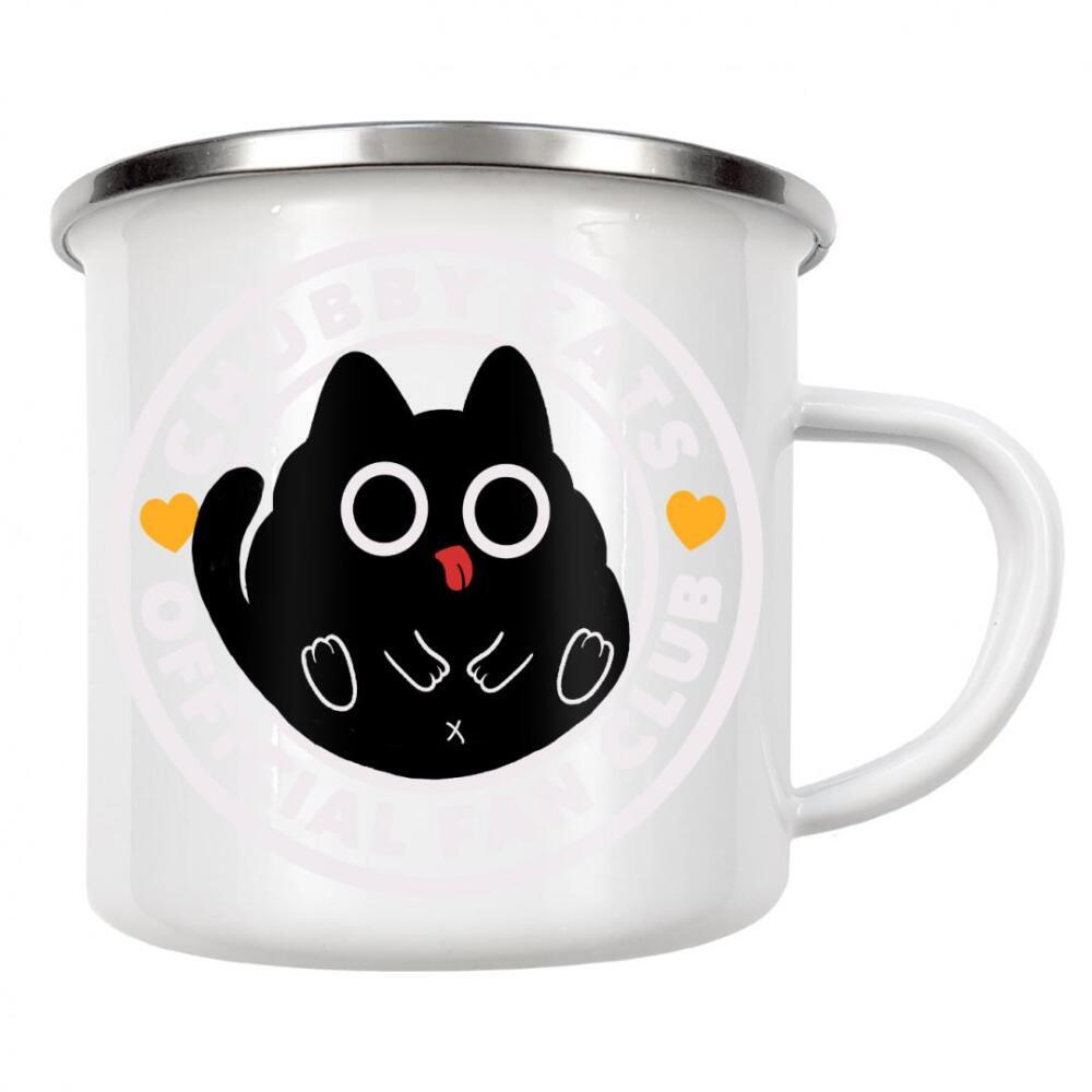 Emaille Tasse "Chubby Cats Official Fan Club" artboxONE - Tiere,Lustig