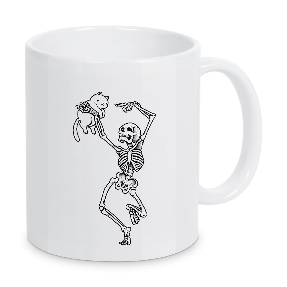 Tasse "Tanzendes Skelett mit einer Katze" artboxONE - Tiere,Halloween
