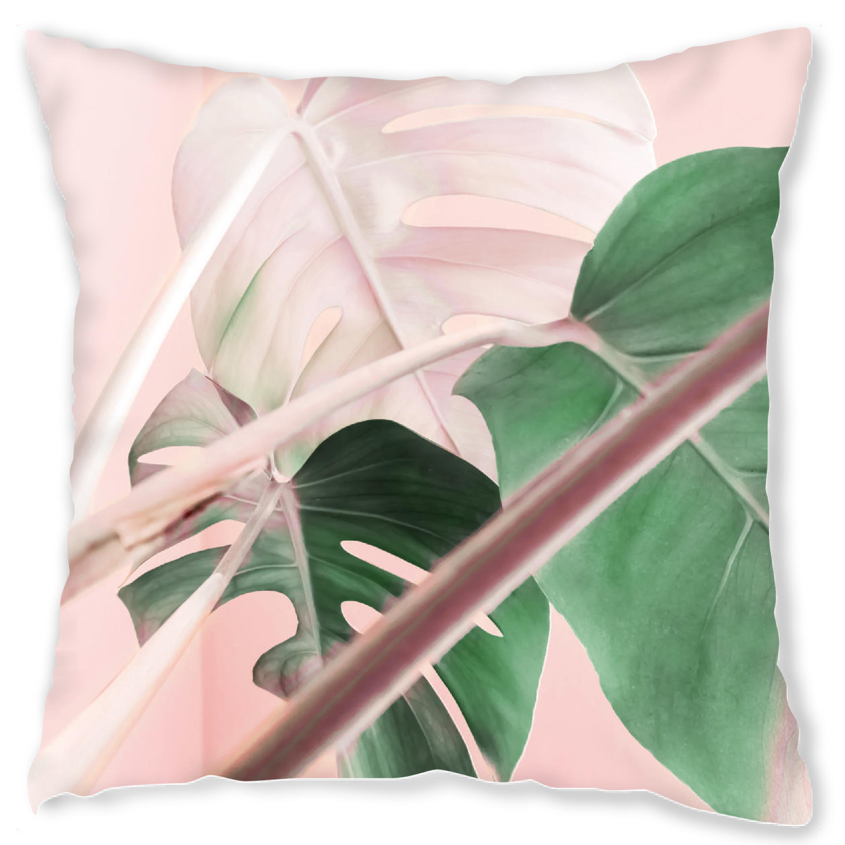 Design-Kissen "Glowing Monstera" artboxONE - Natur,Floral - Monstera,Pink,Plant,Leaf,Leaves,Foliage,Greenery