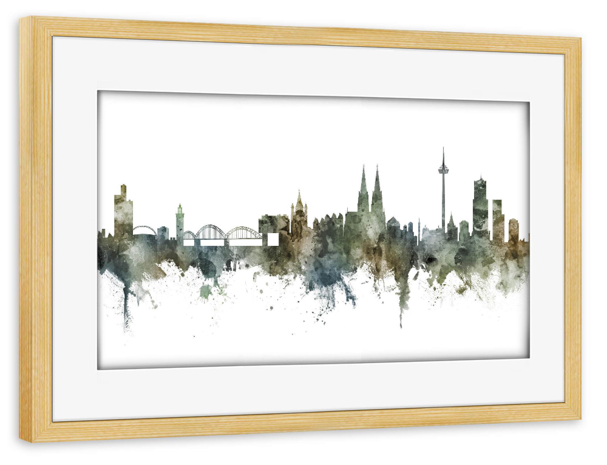 Poster mit Rahmen kiefer "Koln Skyline Pastels White" artboxONE - Städte / Köln - Köln