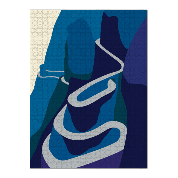 Puzzle Ravensburger "Mountain Road in Blue" artboxONE - Reise - Mountains,Ridge,Travel,Road,Way,Minimal - Bild mountains