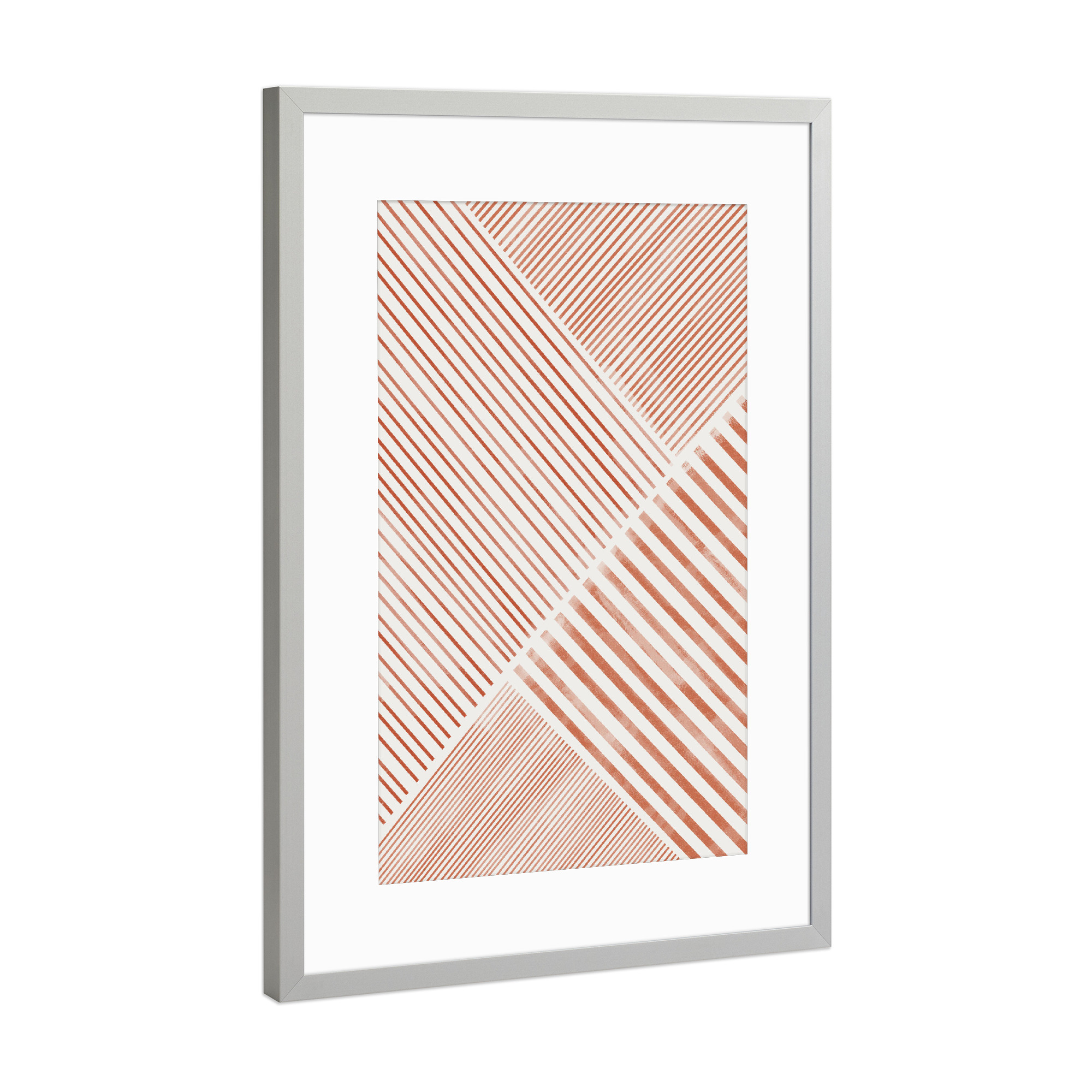 Poster mit Rahmen Silber "Blush Pink Stripes" artboxONE - Abstrakt,Geometrie