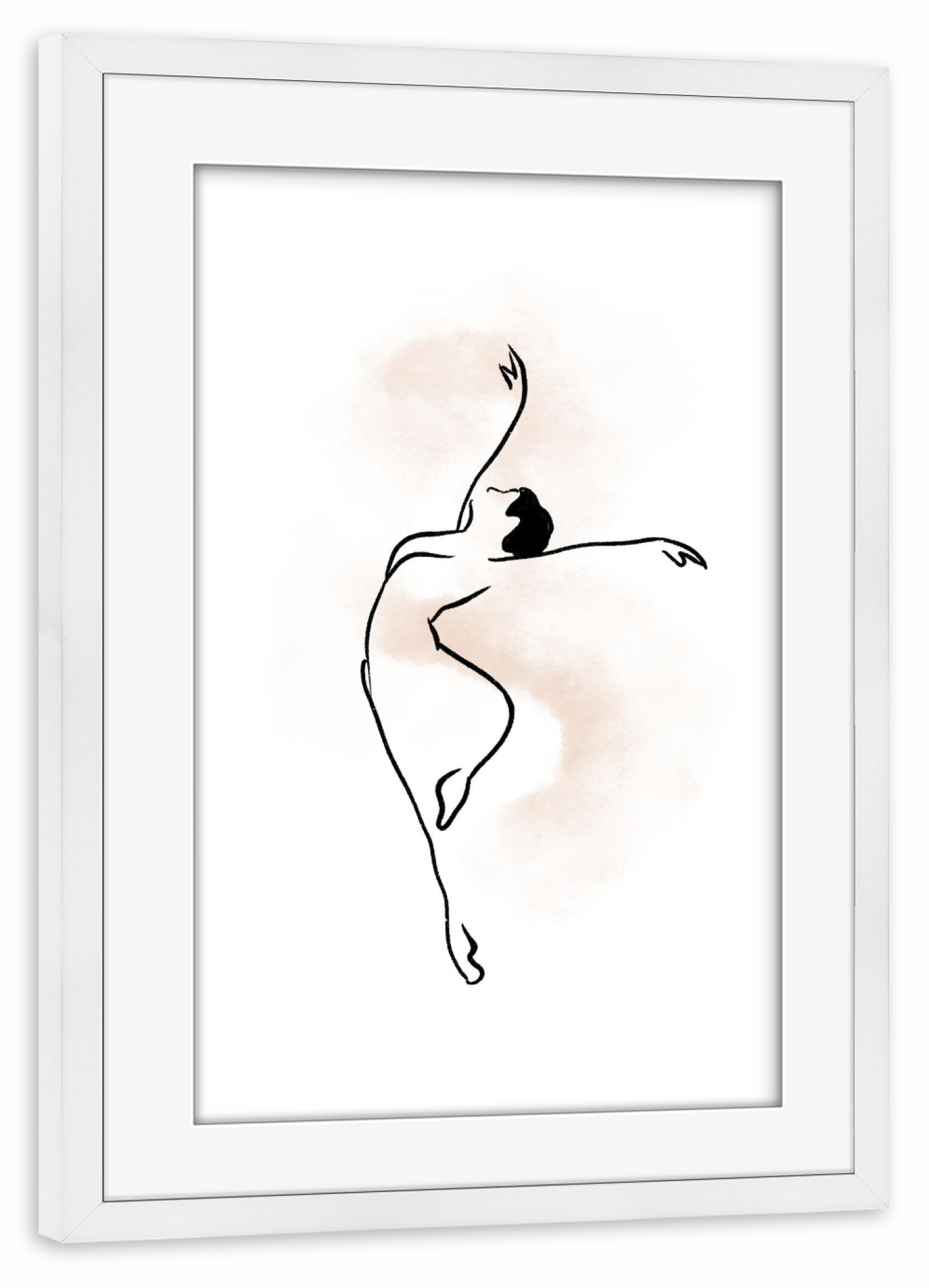 Poster mit Rahmen weiß "Ballerina Drawing" artboxONE - Menschen,Schwarzweiß - Ballerina,Dancer,Drawing