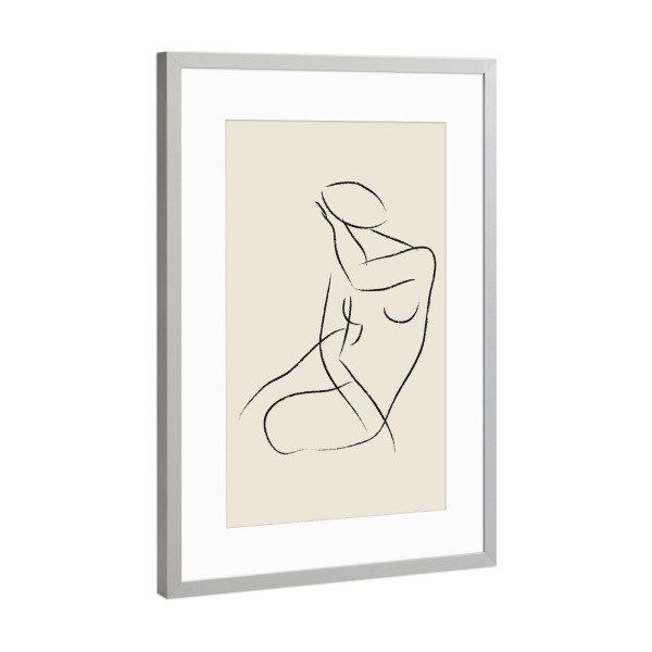 Poster mit Rahmen Silber "Abstract Nude Sketch" artboxONE - Menschen,Schwarzweiß - Abstract,Nude,Drawing