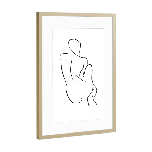 Poster mit Rahmen Gold "Nude Sketch" artboxONE - Menschen,Schwarzweiß - Nude,Charcoal,Sketch