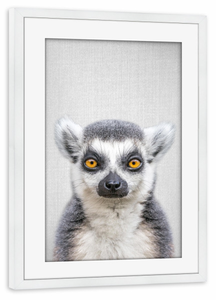 Poster mit Rahmen weiß "Lemur - Colorful" artboxONE - Tiere