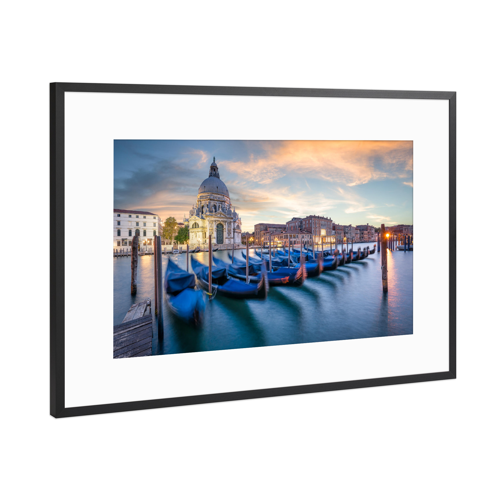Poster mit Rahmen Schwarz (Metallic) "VENEDIG - Santa Maria Della Salute" artboxONE - Städte / Venedig
