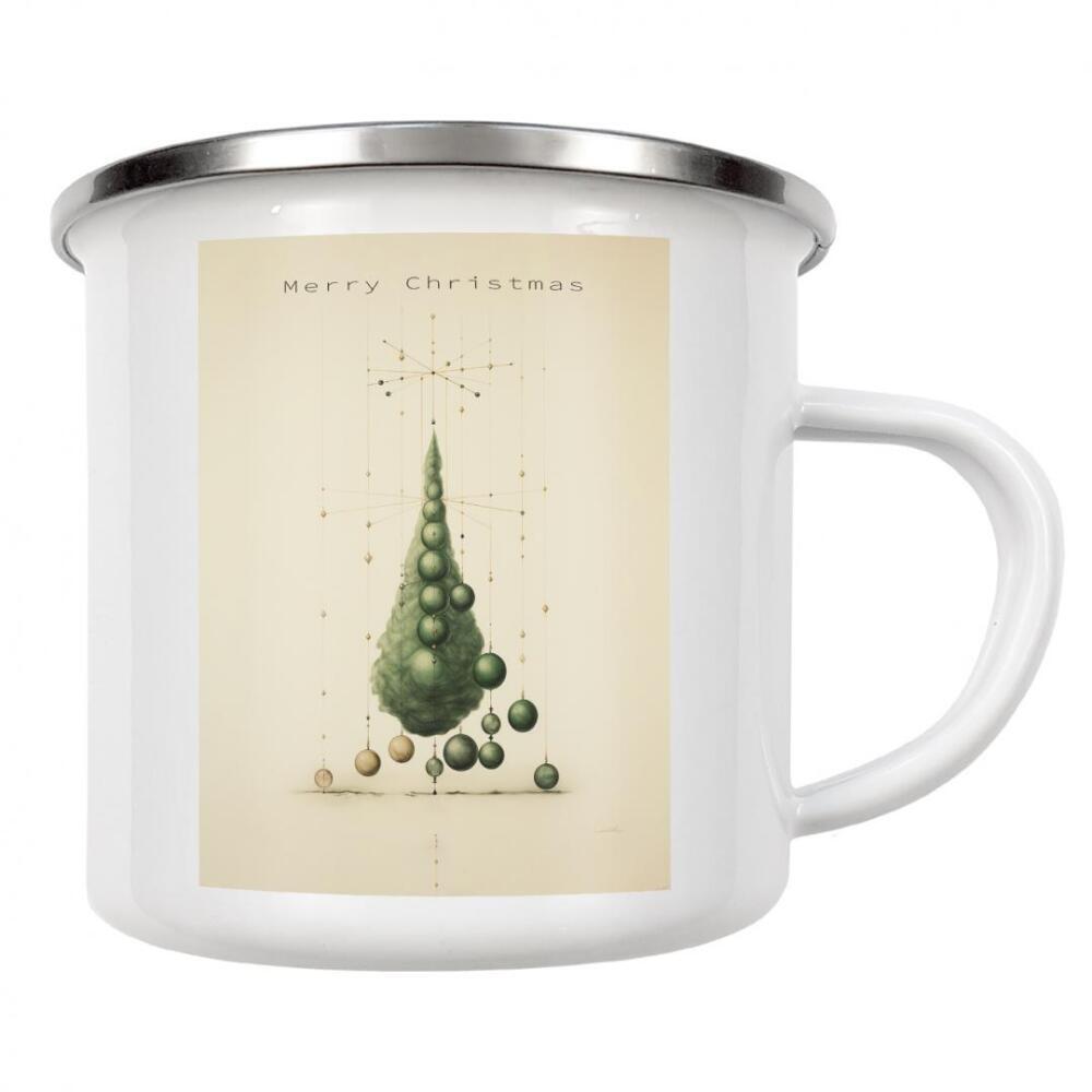 Emaille Tasse "TannenbaumKugeln Davinci" artboxONE - Natur,Abstrakt,Weihnachten,Für Mama,Für Papa