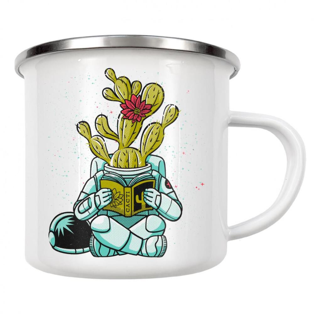 Emaille Tasse "Astronautenkaktus Sukkulente" artboxONE - Floral,Galaxy