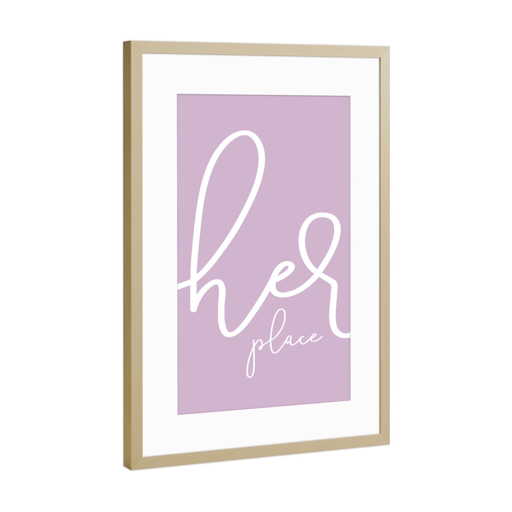 Poster mit Rahmen Gold "Ihr Platz - rosa" artboxONE - Typografie,Für Mama - Frau,Ehefrau,Minimalistisch,Schrift,Spruch,Modern