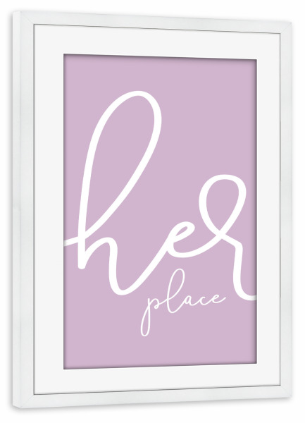 Poster mit Rahmen weiß "Ihr Platz - rosa" artboxONE - Typografie,Für Mama - Frau,Ehefrau,Minimalistisch,Schrift,Spruch,Modern