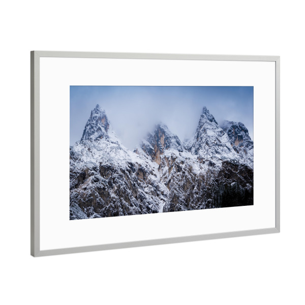 Poster mit Rahmen Silber "Gipfel und Wolken" artboxONE - Natur - Ramsau,Alpen,Berge,Bayern,Deutschland