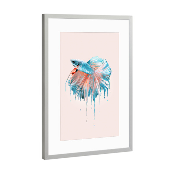 Poster mit Rahmen Silber "MELTING FISH" artboxONE - Tiere,Abstrakt,Unterwasser,Fiktion