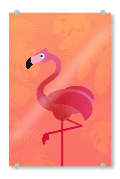 Acrylglasbild "Coral Flamingo" artboxONE - Für Kinder,Tiere,Comic - Korallenrot,Living coral,Vogel
