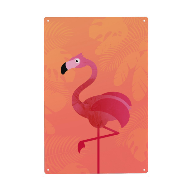 Holzbild "Coral Flamingo" artboxONE - Für Kinder,Tiere,Comic - Korallenrot,Living coral,Vogel