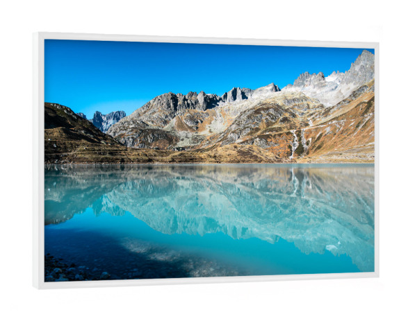Poster mit weißem Rahmen "Steinsee mountain lake Switzerland" artboxONE - Natur,Reise / Länder
